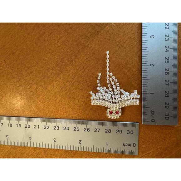 Vintage Rhinestone Ghost Brooch with Red Eyes - Picture 4 of 5